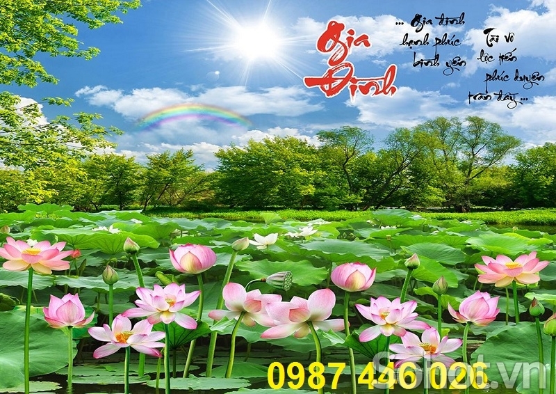 Tranh gạch men hoa sen 3d HP823