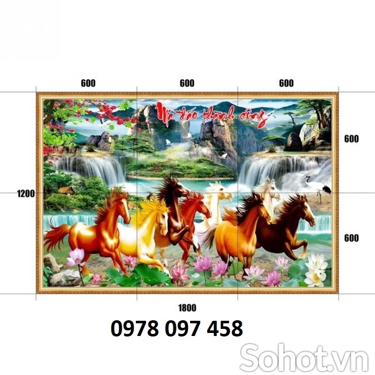 Tranh phòng khách - tranh 9 chú ngựa