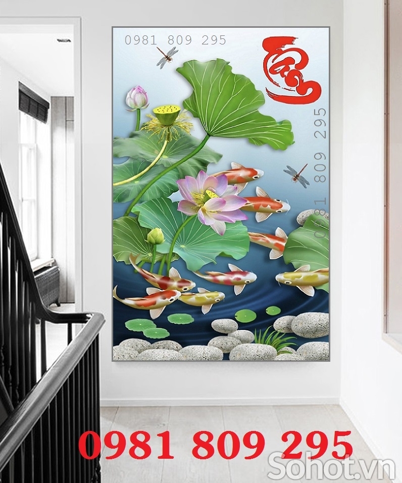 Gạch 3d hoa sen trang trí