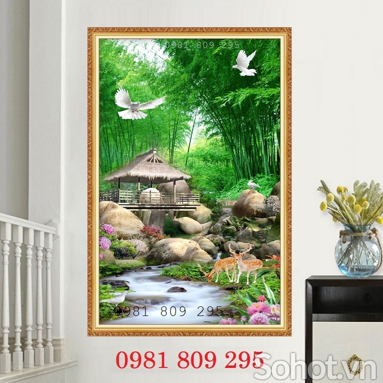 Tranh gạch men khổ dọc , gạch 3d