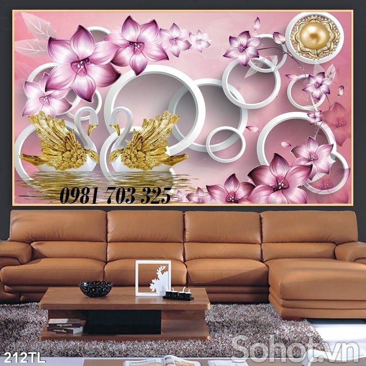 Tranh gạch 3D trang trí hình hoa đẹp