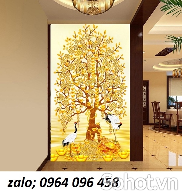 Tranh gạch ốp tường 3d cây kim tiền - SDXCC53