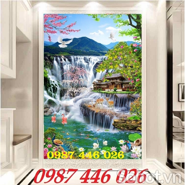 Gạch 3d tranh sơn thủy dựng vách HP2733