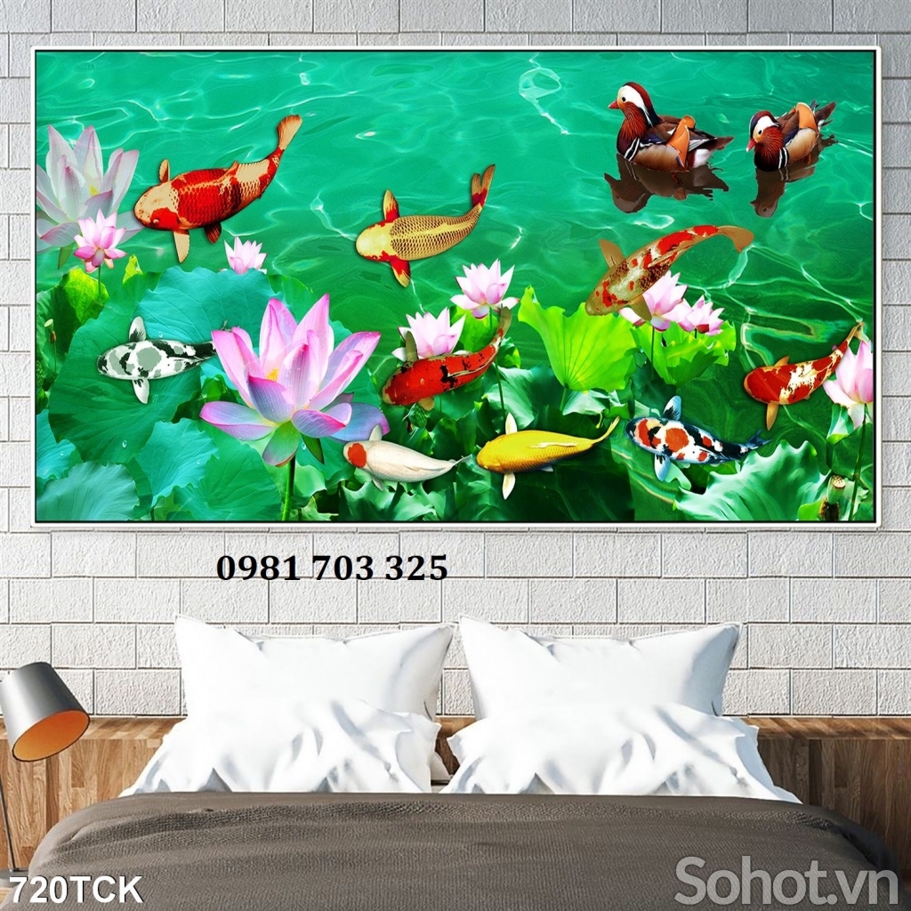 Gạch tranh cá chép dán tường