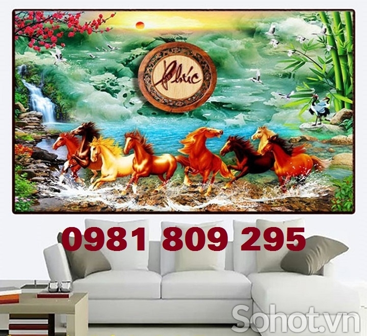 Tranh gạch men ốp tường bát mã 3d HG75452