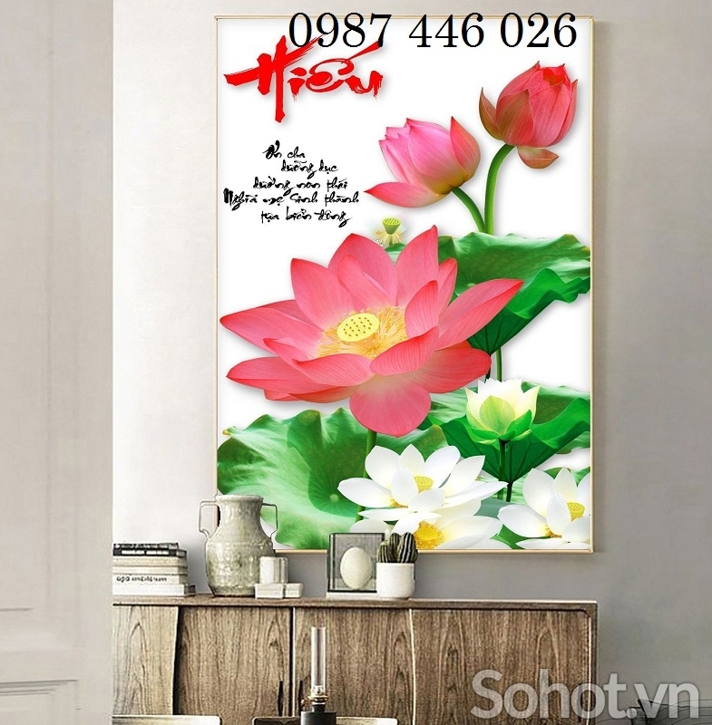 Tranh gạch men hoa sen 3d HP792