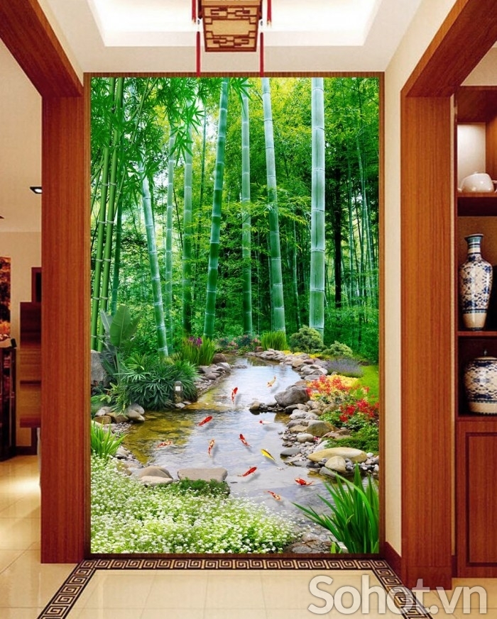 Gạch tranh phong cảnh khổ đứng 3d - JNB43