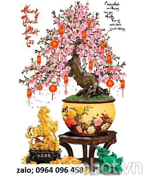Tranh gạch cây hoa đào 3d - 899CP