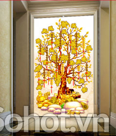 Tranh gạch 3D cây kim tiền
