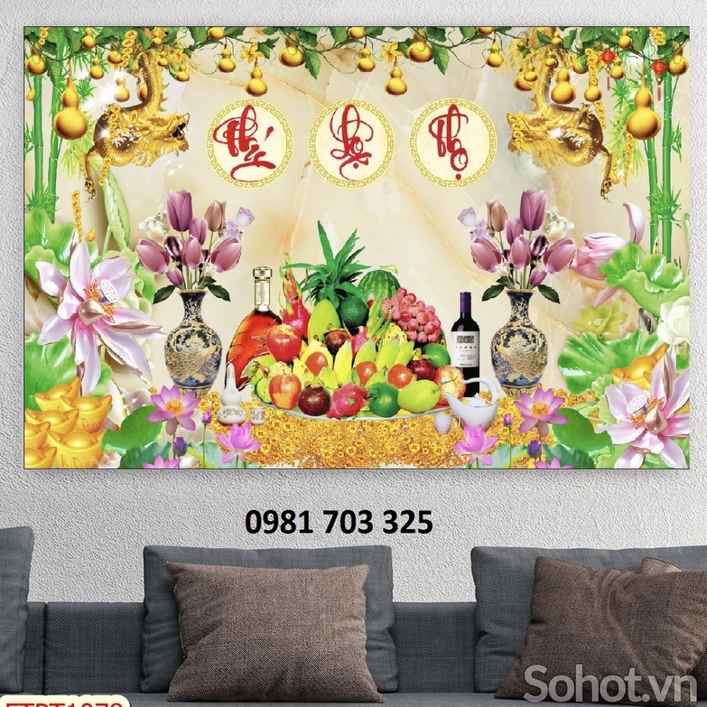 gạch tranh ốp tường, tranh 3D phòng thờ