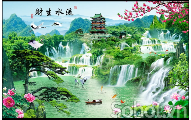 Tranh gạch 3d phong cảnh cánh đồng quê 543XO