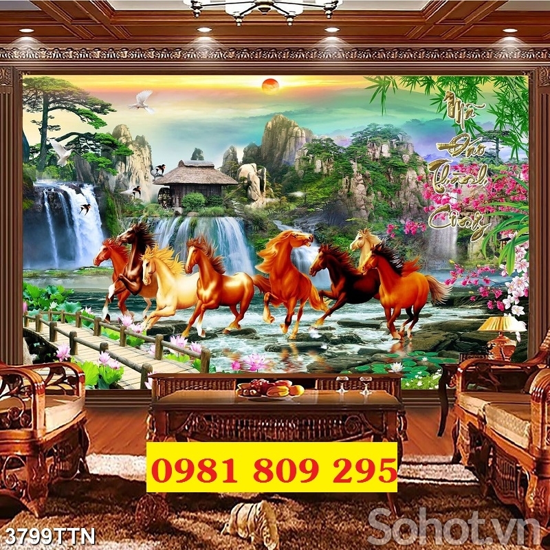 Gạch tranh ngựa mã đáo thành công HP8885