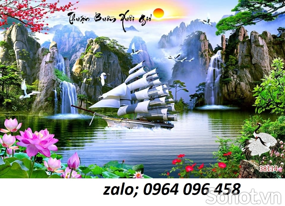 Gạch tranh 3d phong thủy thuyền buồm - DCM1999