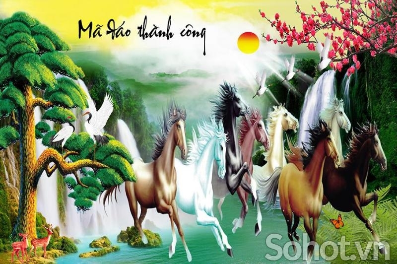 tranh ngựa 3d sứ ngọc