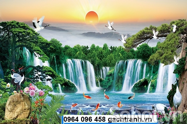 Tranh 3d sơn thủy hữu tình - tranh gạch 3d ốp tường - 743SB