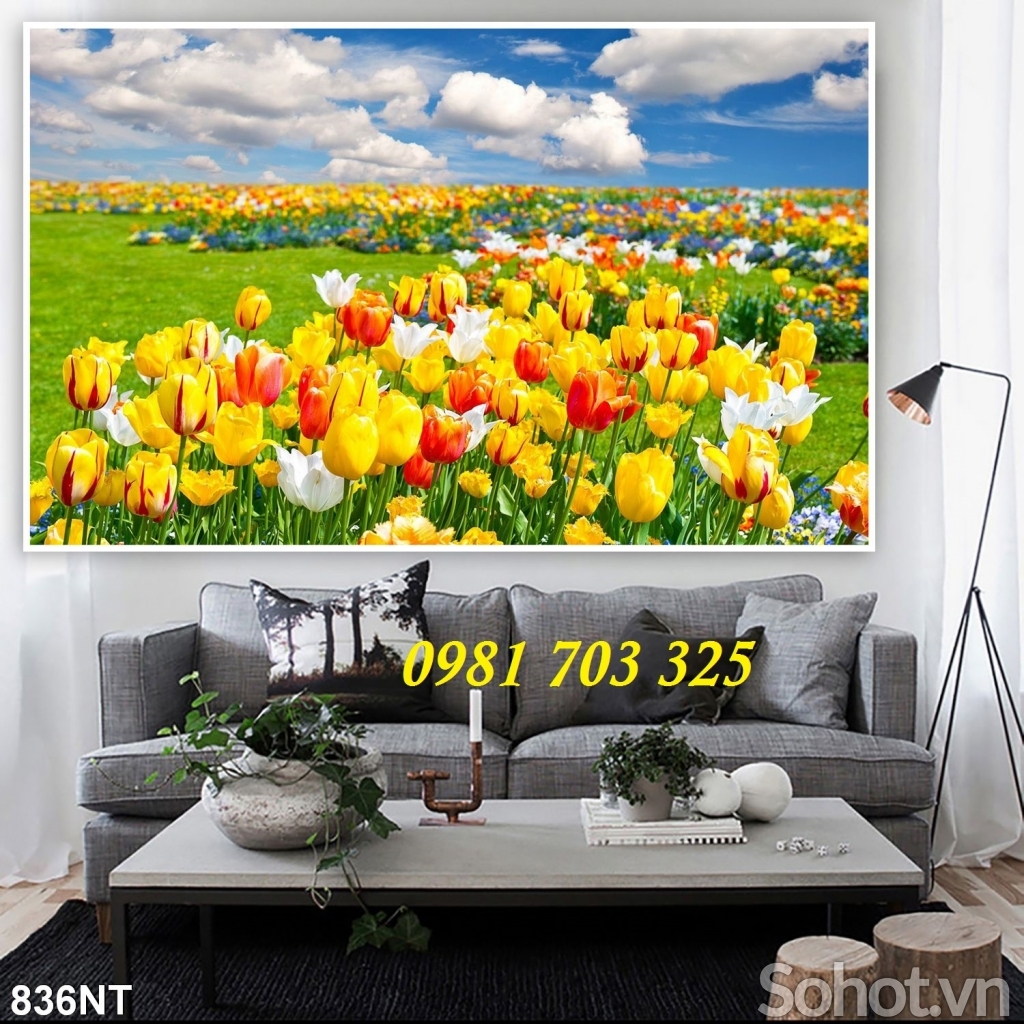 tranh phong cảnh- gạch tranh 3D cảnh vườn hoa