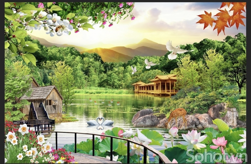 Tranh gạch 3d ốp tường phong cảnh đẹp - 322XD