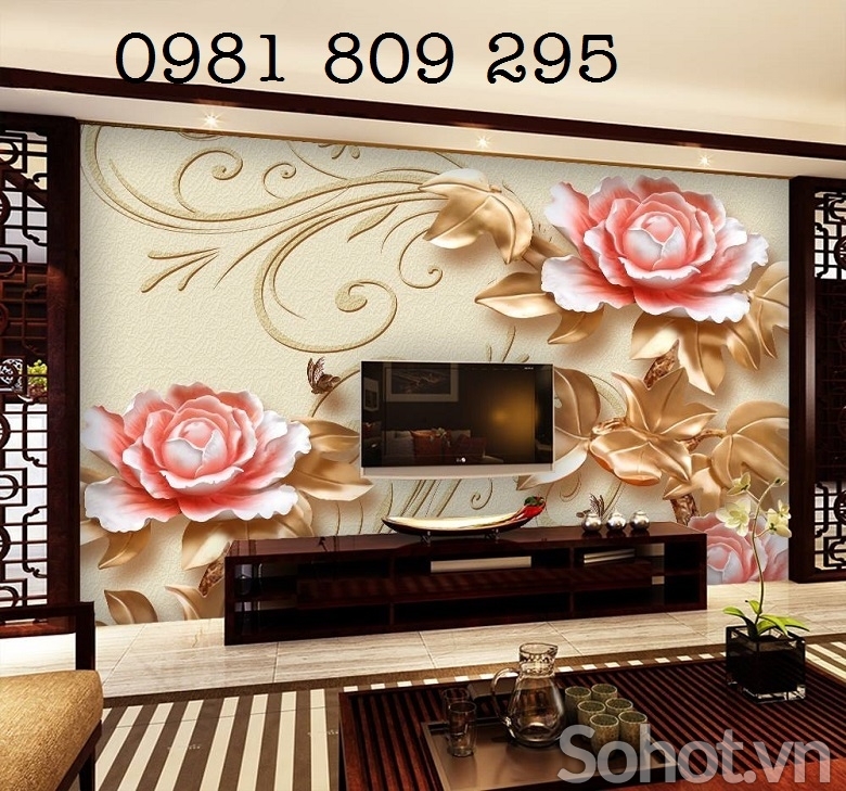 Gạch tranh - tranh 3d mẫu đơn