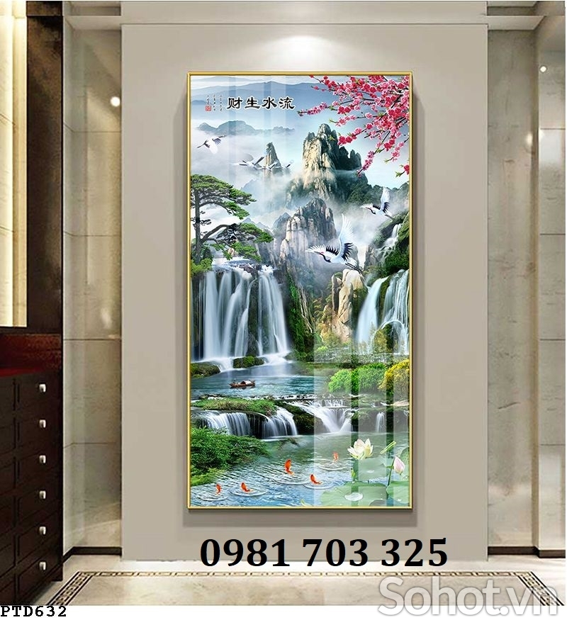 gạch tranh thác nước dán tường khổ đứng