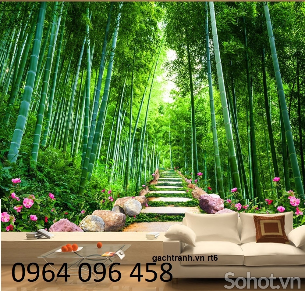 Tranh tre trúc 3d - tranh gạch 3d tre trúc - 55XN