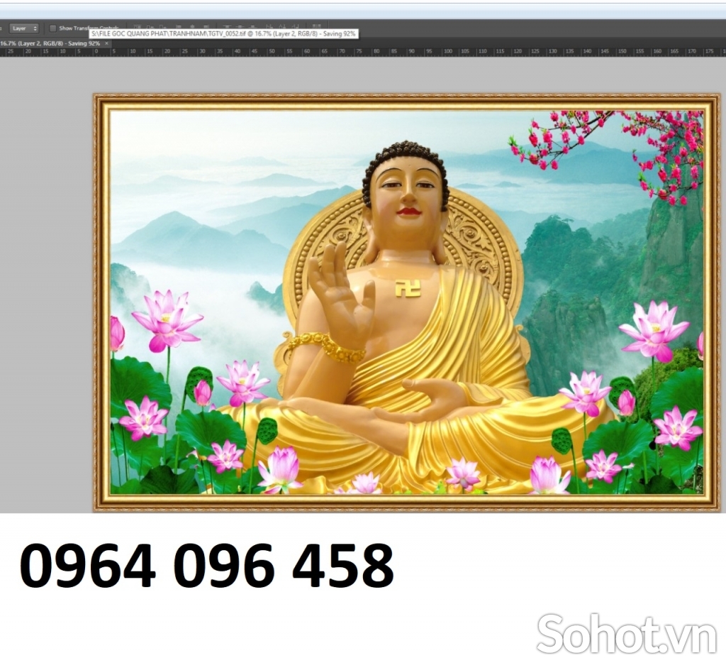 Tranh gạch 3d ốp tường phật phòng thờ - NXCV53