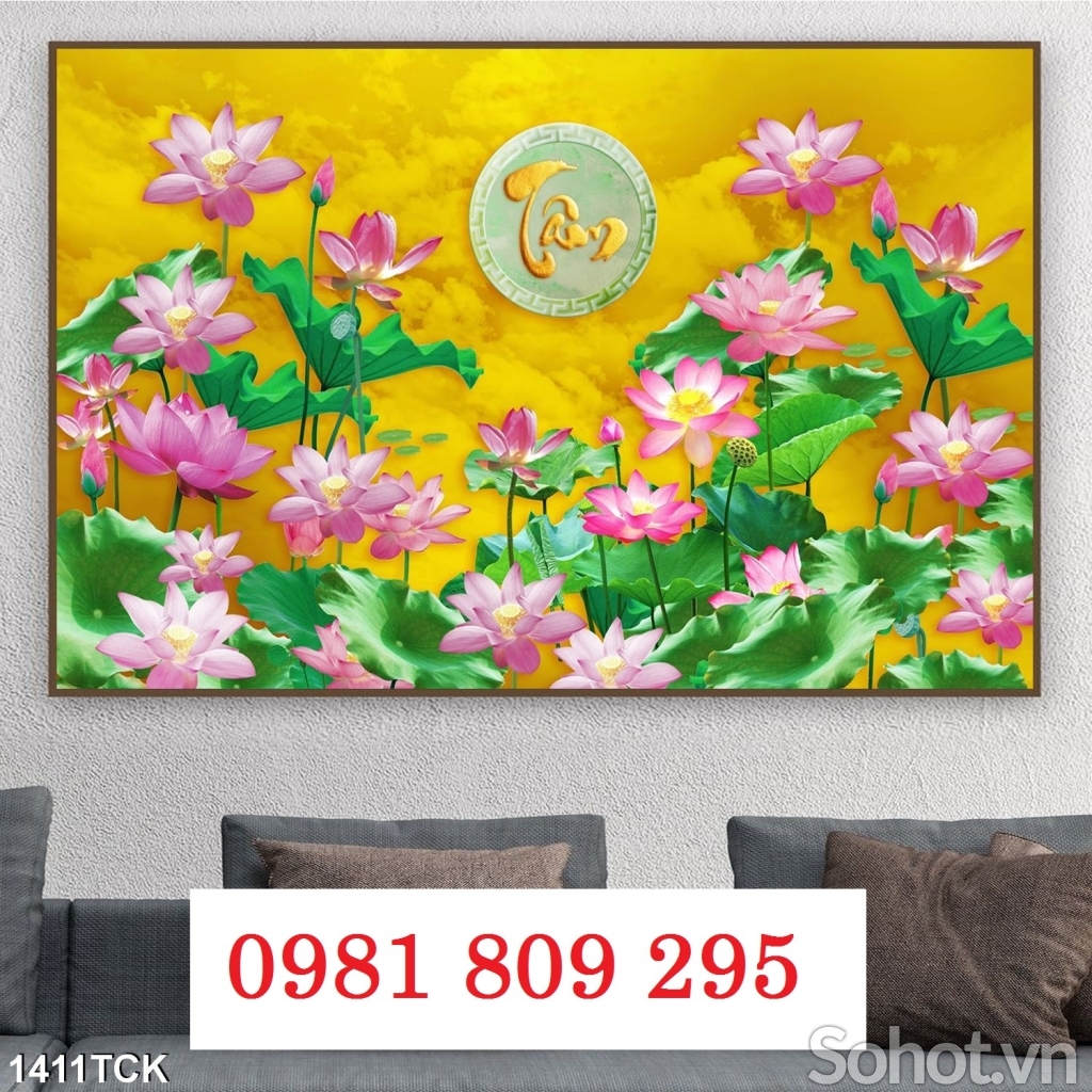 Gạch tranh hoa sen tranh 3d