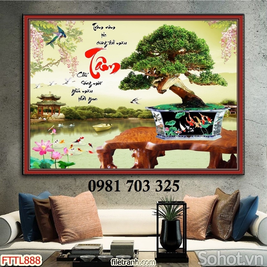 Gạch tranh đẹp hoa mai vàng