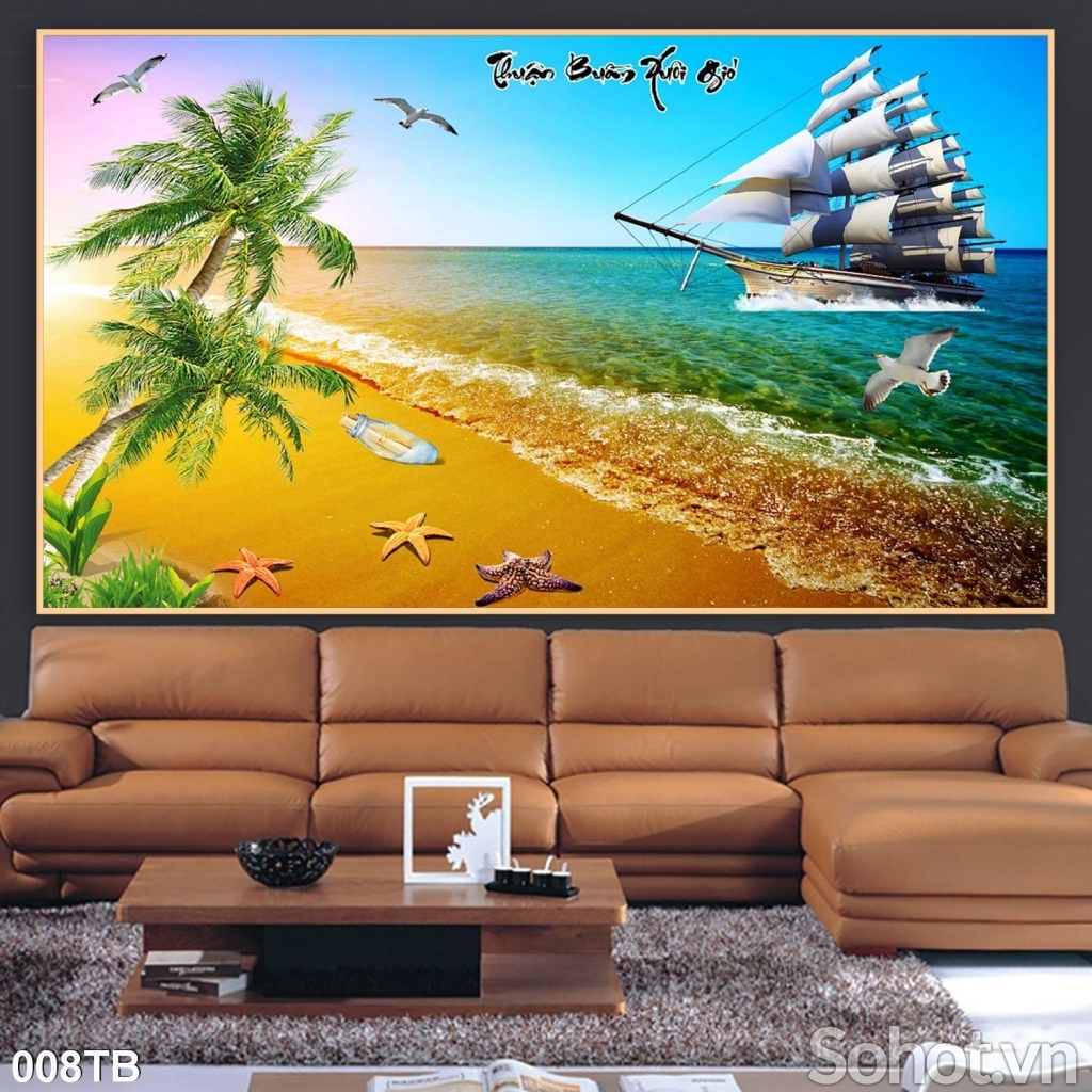 Tranh 3D- Tranh gạch thuận buồm xuôi gió