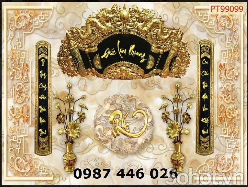 Tranh gạch men phòng thờ Ho6882