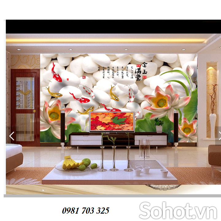 Gạch tranh 3D- tranh cá chép