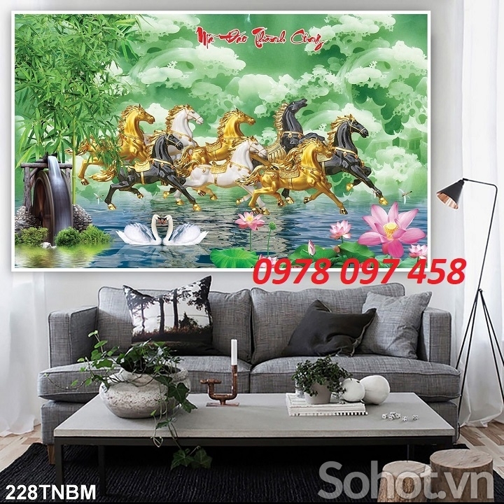 Tranh 8 chú ngựa - gach tranh 3D