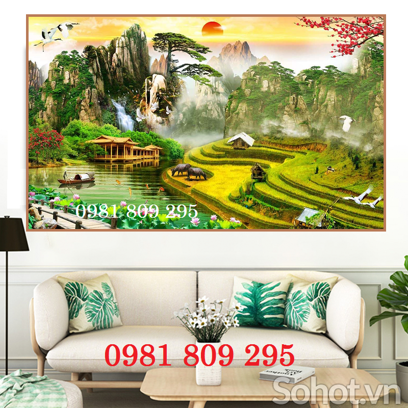 Tranh gạch men sơn thủy 3d