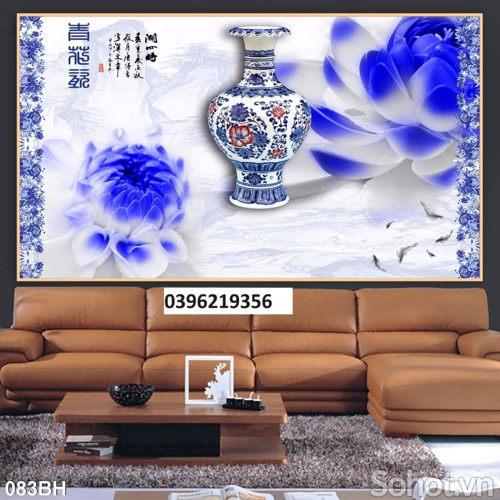 Tranh gạch đẹp bình hoa 3D