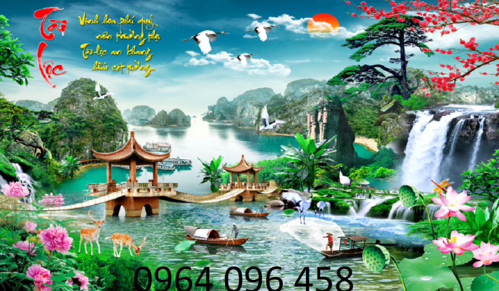 Tranh cảnh đồng quê tranh gạch 3d đồng quê HGF9