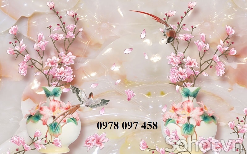 Tranh 3D - tranh gạch bình hoa