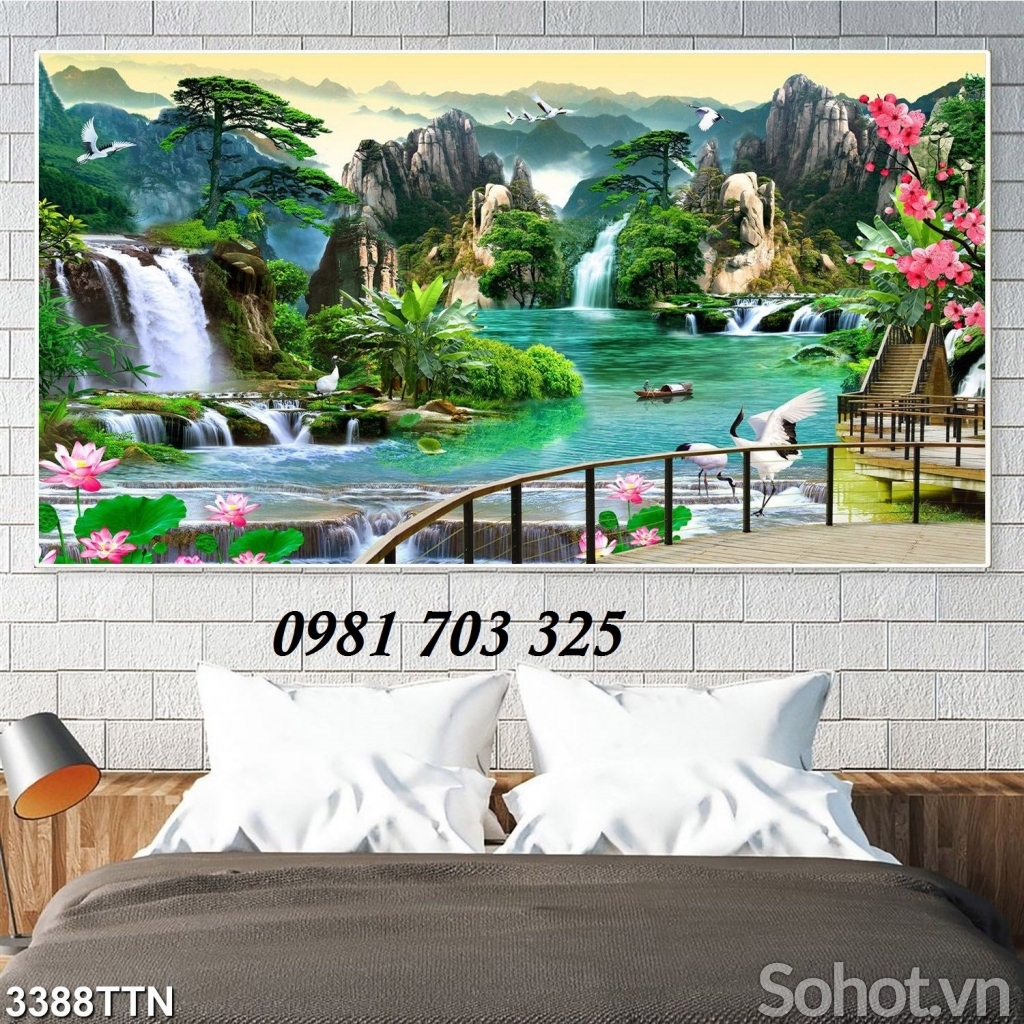 Gạch tranh sơn thủy hữu tình đẹp