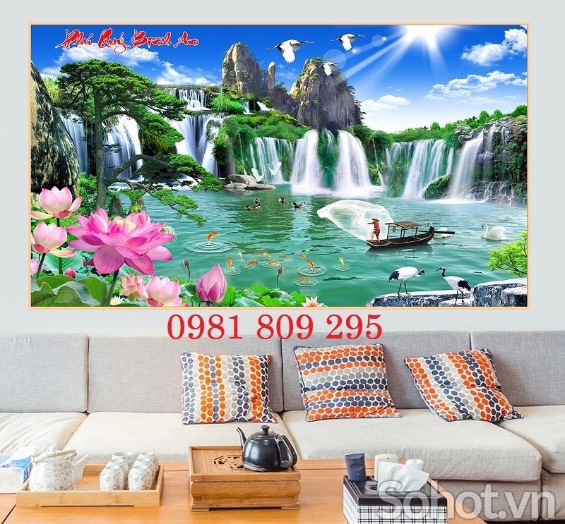 Tranh gạch ốp tường trang trí cho phòng khách