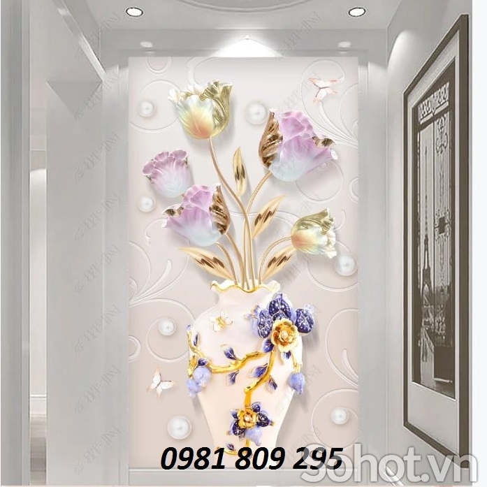 Gạch tranh 3d bình hoa ,  tranh cao cấp