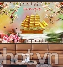 Tranh huyền buồm 3d - tranh gạch 3d thuyền buồm - 986CA