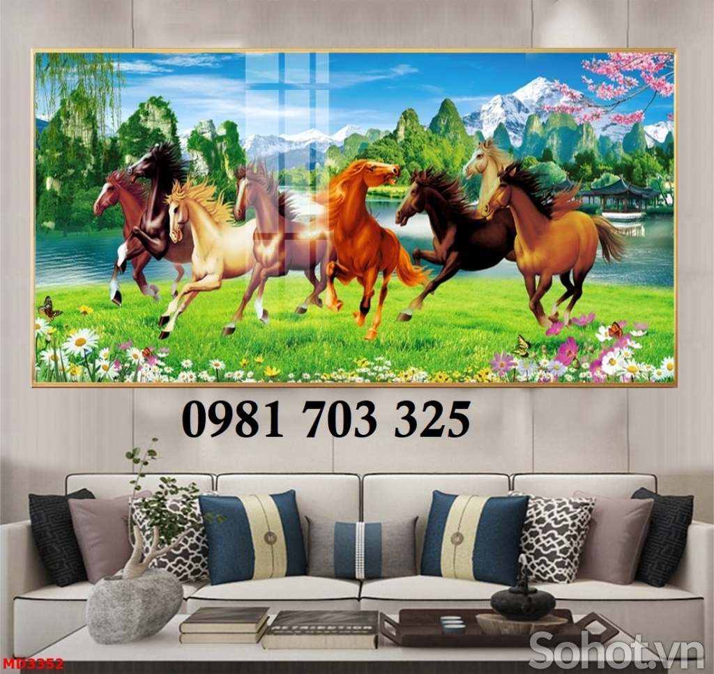 Gạch tranh phong thủy mã đáo thành công, tranh đẹp