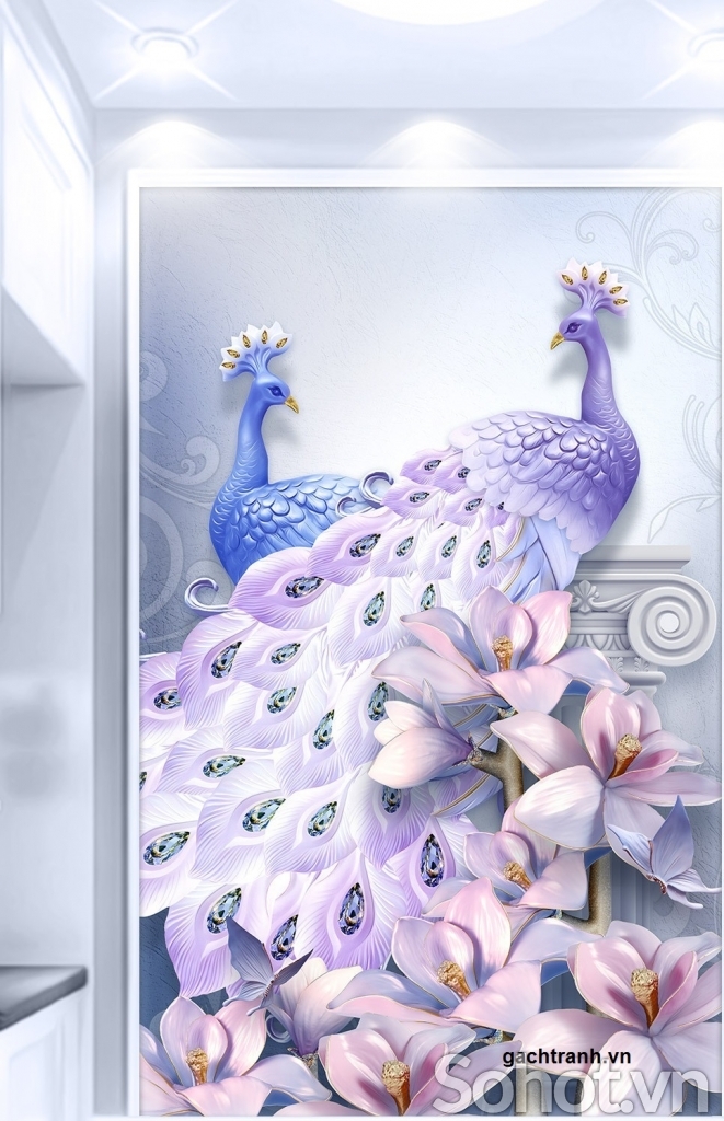 tranh con công 3d đẹp - KL45