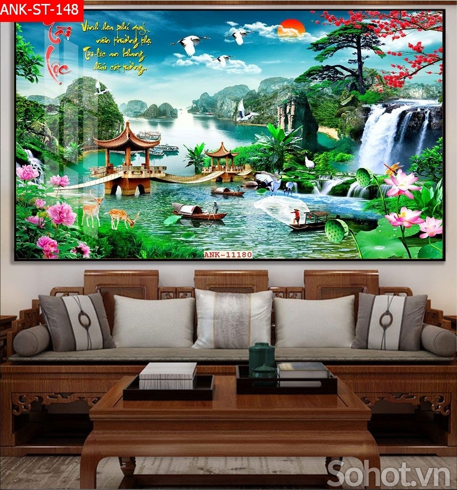 Tranh gạch 3d phong cảnh phòng khách - BVV75