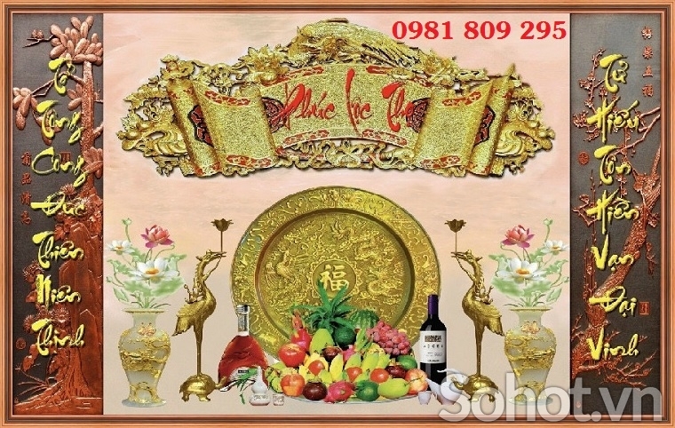 Tranh 3d chữ phúc , gạch tranh phòng thờ HN9292