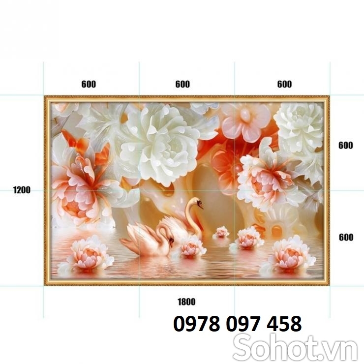 Tranh họa tiết hoa 3D trang trí tường
