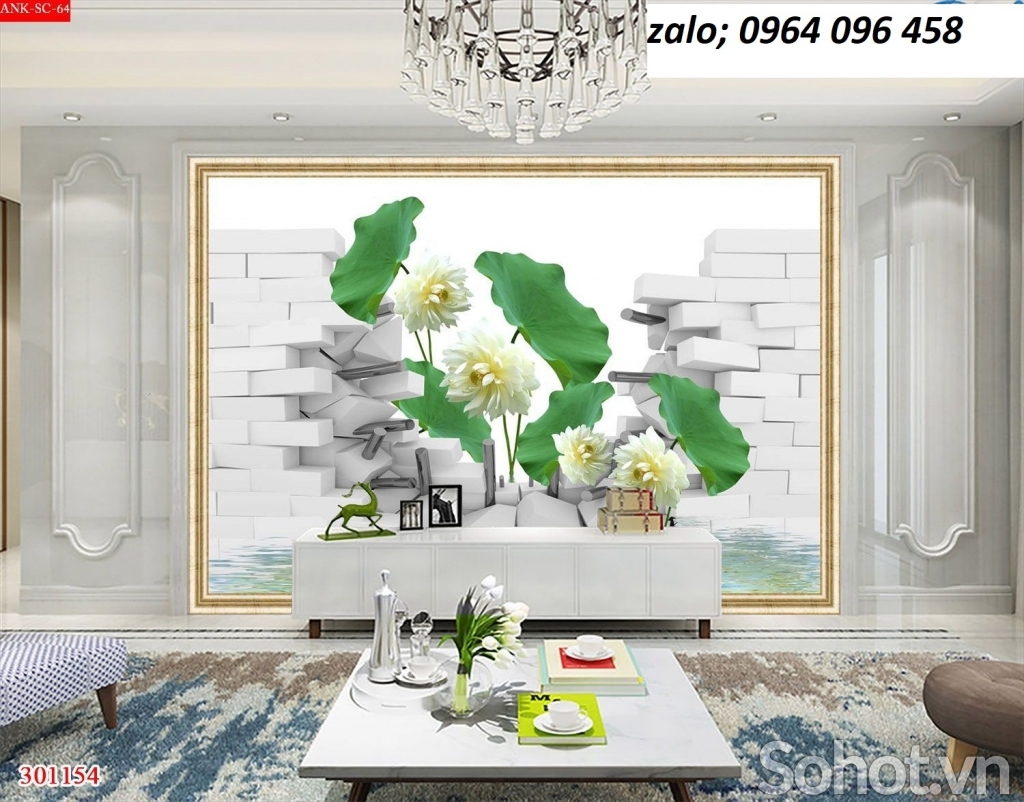 Gạch ốp tường 3d mẫu hoa sen - 654SP