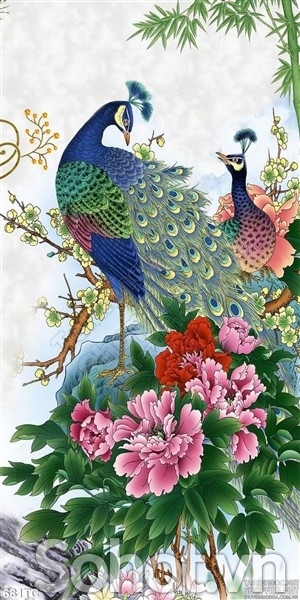 Tranh gạch 3d dán tường phòng khách - 77C