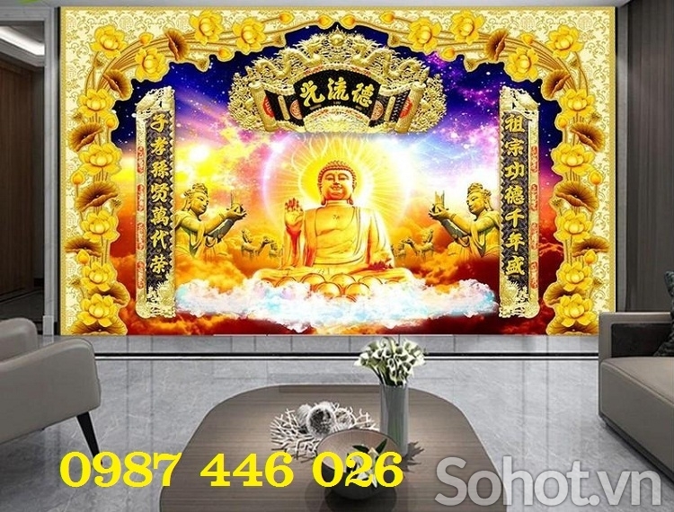 Gạch ốp tường tranh phòng thờ HP082