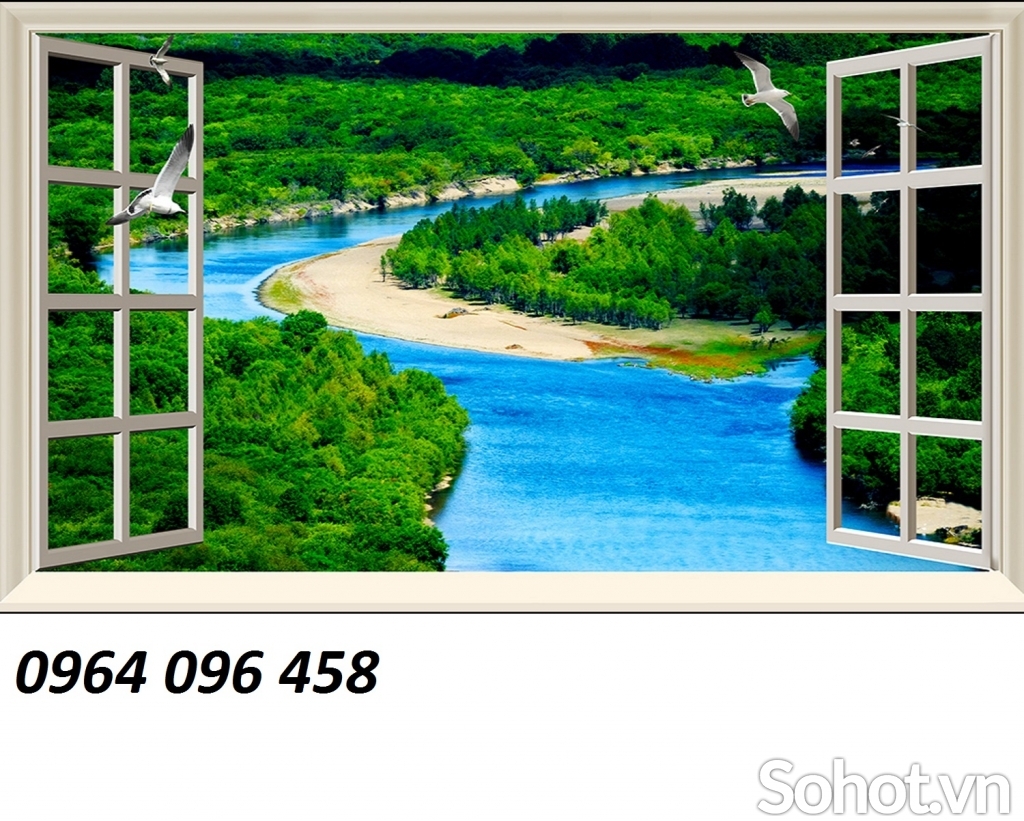 Tranh gạch ốp tường cửa sổ 3d - JSX433