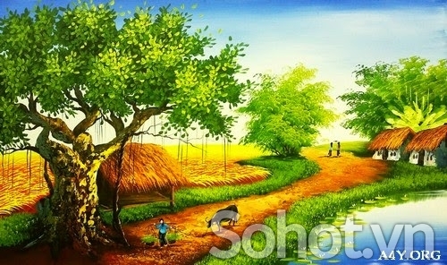 tranh gạch 3d làng quê việt nam