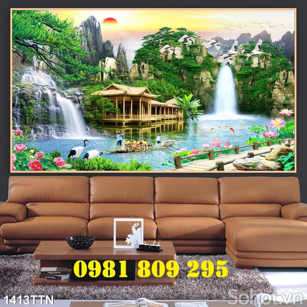 Tranh gạch men 3d ốp tườn phòng khách GSF76